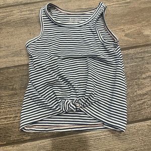 Toddler Girls Carter’s navy/white striped shirt in like new condition